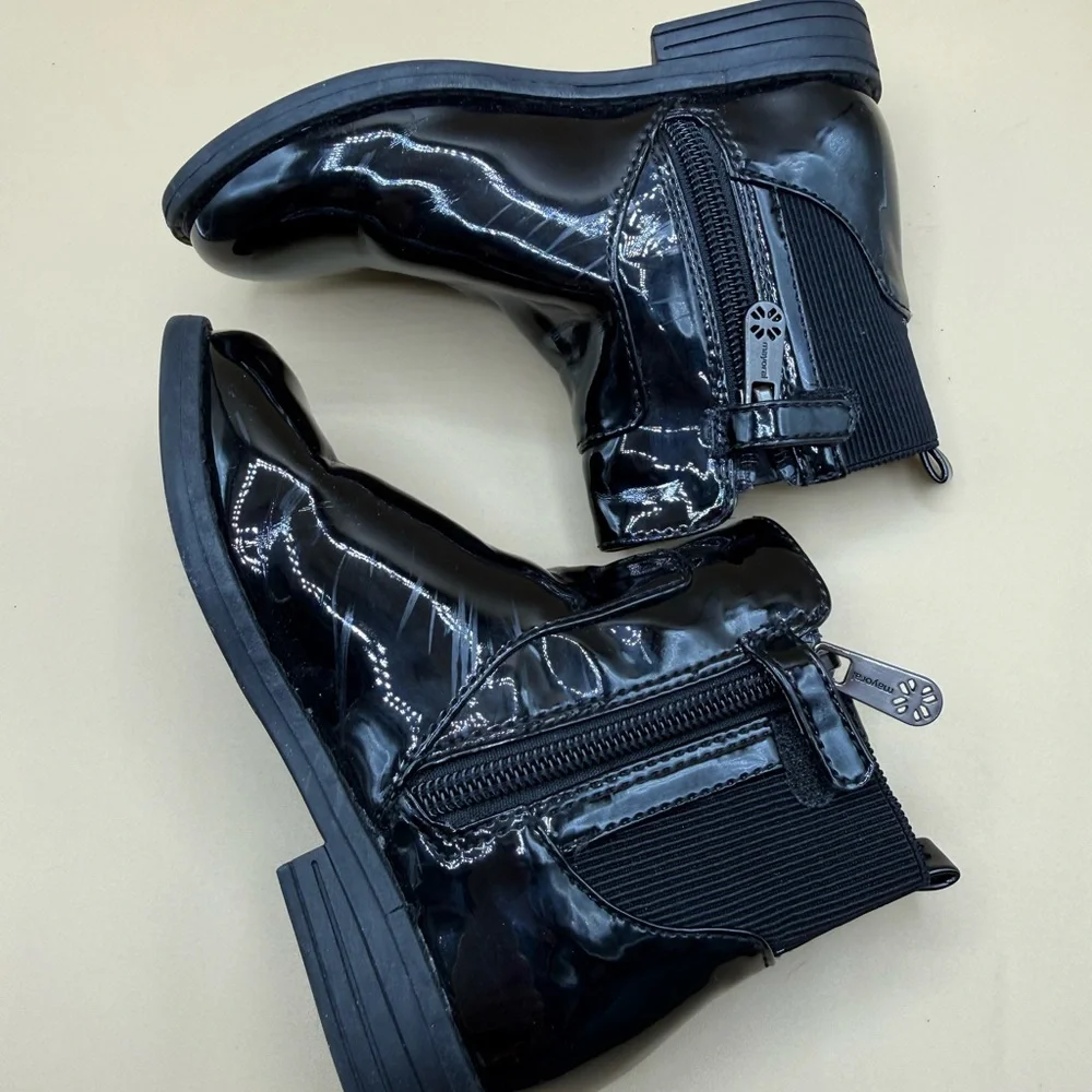 Mayoral Girls Black Patent Chelsea Boots‎ Size 26 Zipper Dress Ankle Boot